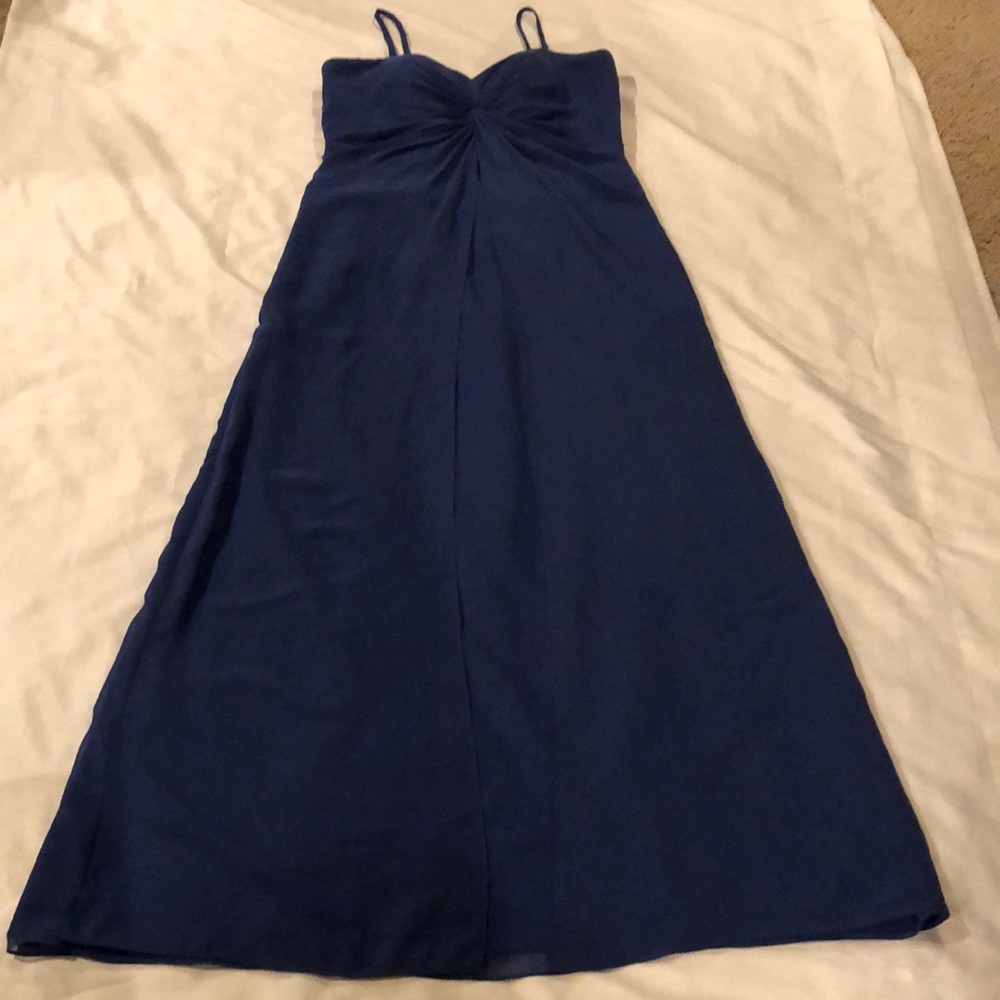 Symphony Venus Bridesmaid Dress Navy Long Spaghetti Straps Size 12